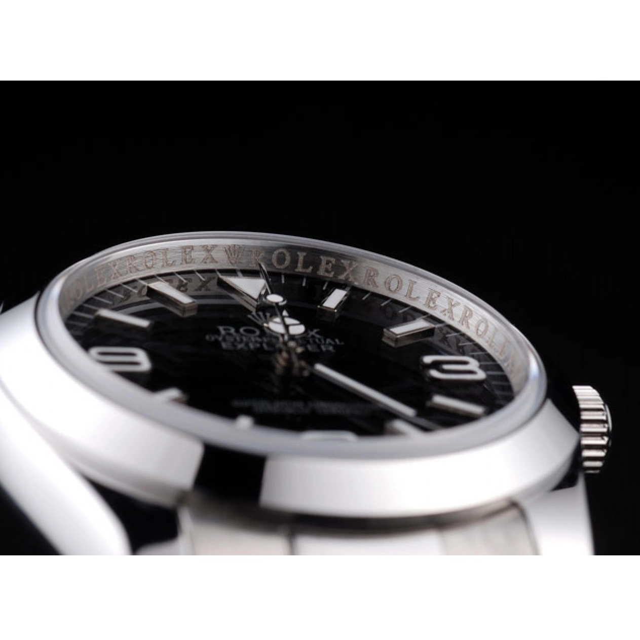 Good Copy Rolex Watches Dial Stainless Polished Black Steel 98087 Rolex Explorer 0607
